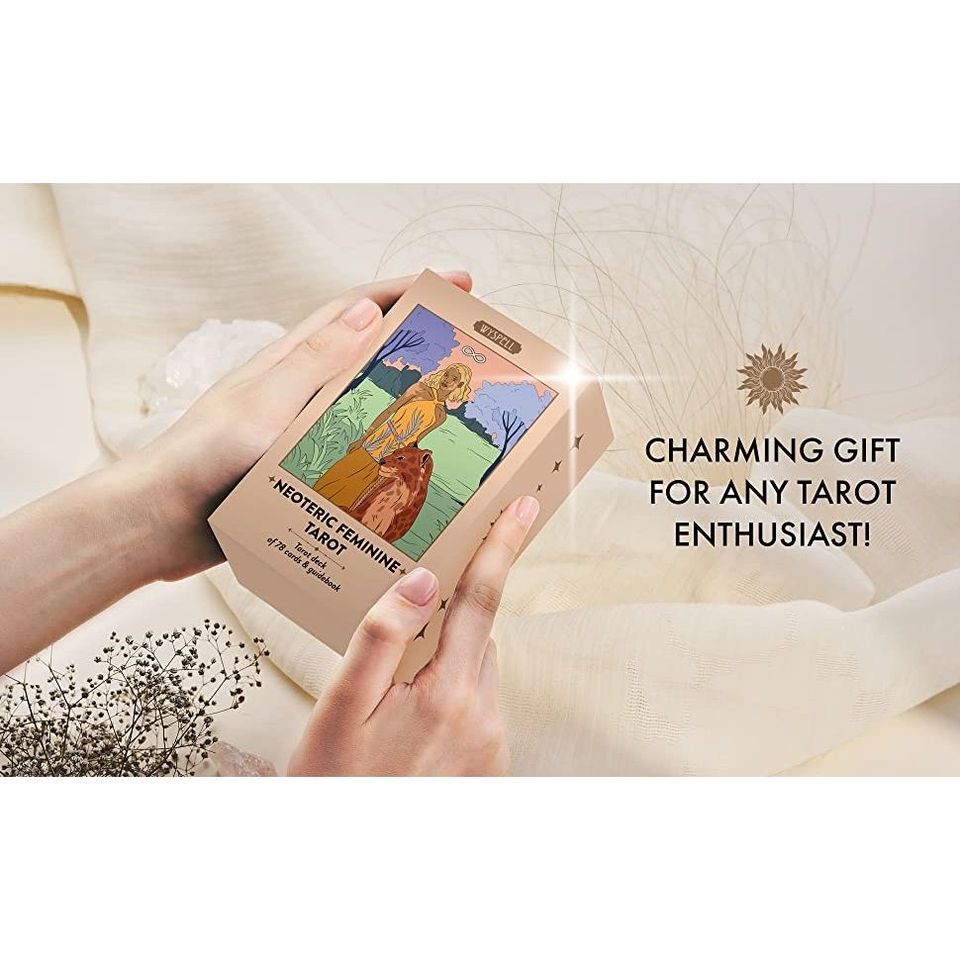 Wyspell Feminine Tarot Card Deck - Cards with Meanings on Them Guide Book for Beginners Set 塔羅牌
