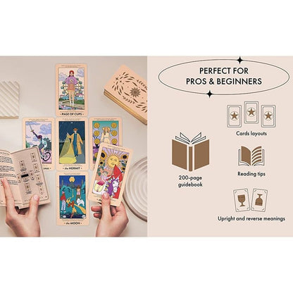 Wyspell Feminine Tarot Card Deck - Cards with Meanings on Them Guide Book for Beginners Set 塔羅牌