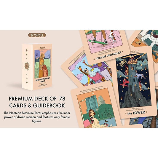 Wyspell Feminine Tarot Card Deck - Cards with Meanings on Them Guide Book for Beginners Set 塔羅牌